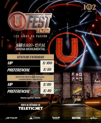 Precios de las entradas del U Fest, evento por el 102° aniversario del club 'merengue'.