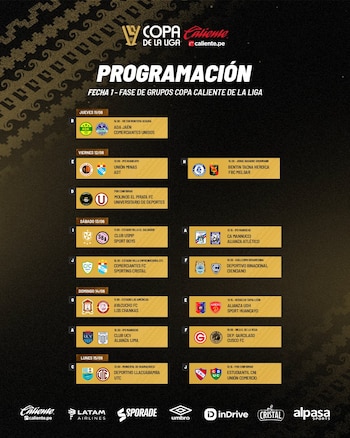 Programación de la fecha 1 de la Copa de la Liga 2026