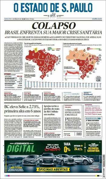 La portada del diario Estadao
