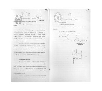 El requerimiento de instrucción firmado