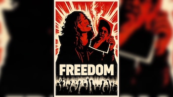 Una mujer quema la foto