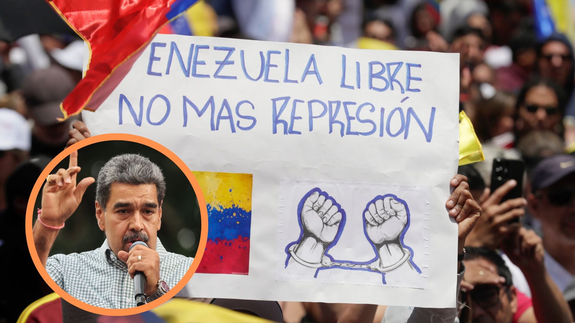 Represión en Venezuela. (Carlos Ortega/Miguel Gutiérrez/EFE)