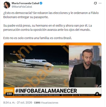 Mensaje de María Fernanda Cabal sobre la situación judicial de Flávio Bolsonaro