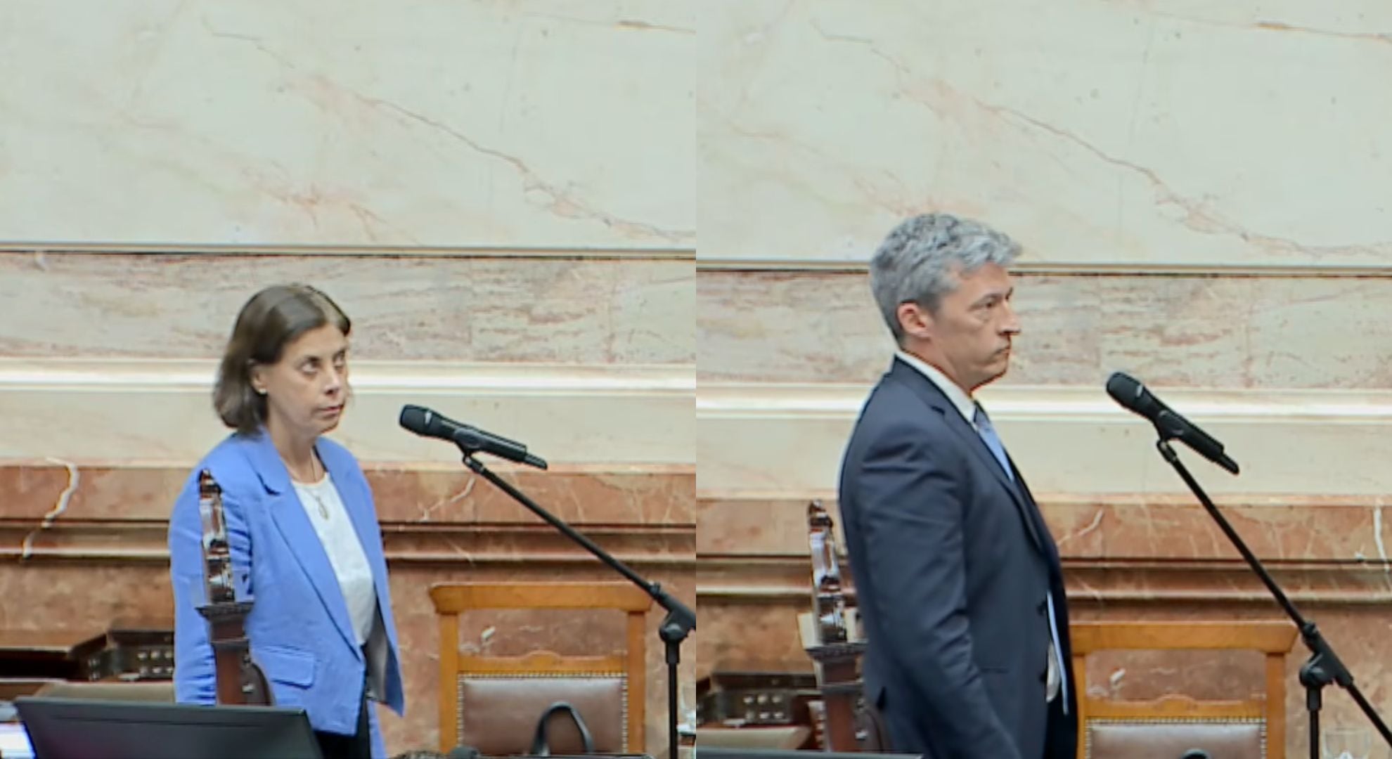 Rita Mónica Almada y Juan Ignacio Forlón durante la toma de juramento