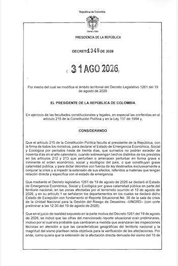 Decreto - crédito suministrada