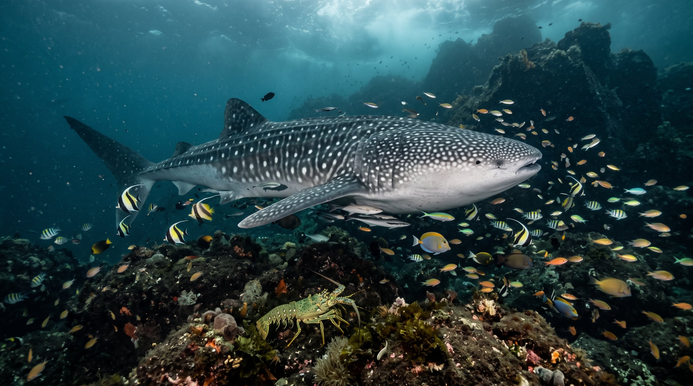 Especies de aguas cálidas como el tiburón ballena y la langosta verde se registran en el litoral peruano por el incremento de la temperatura marina. (Imagen Ilustrativa Infobae)