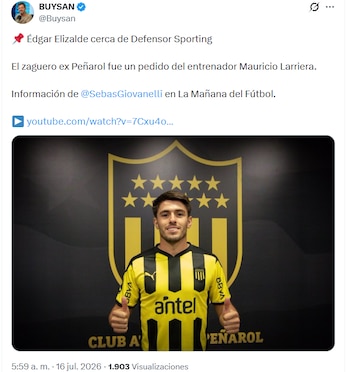 Post de Buysan, periodista uruguayo sobre la posible salida de Edgar Elizalde de Millonarios - crédito X