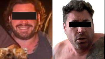 Tatuaje de Diego Sebastián Rosen en las imágenes de las denuncias y en la foto oficial de su captura. Crédito: Redes Sociales / FGJEM