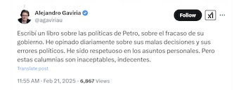 El exministro Alejandro Gaviria cuestionó