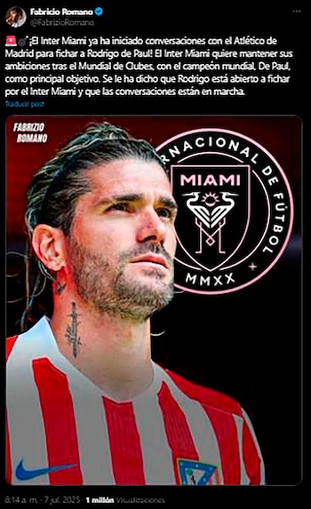 El Inter Miami está interesado en Rodrigo De Paul