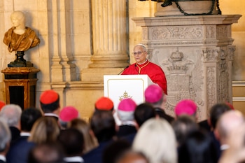 El papa León XVI en su discurso en el Palacio Real