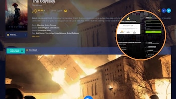 Imagen de una web fraudulenta ofreciendo ver 'La Odisea'