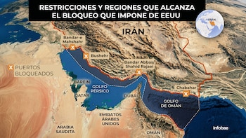 Qué regiones alcanza y qué restricciones impone el bloqueo de Estados Unidos a los buques que proceden de Irán o van a sus puertos