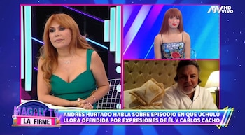 Andrés Hurtado habla sobre episodio en que Úchulú llora ofendida por expresiones transfobicas. (Captura: Magaly TV La Firme)