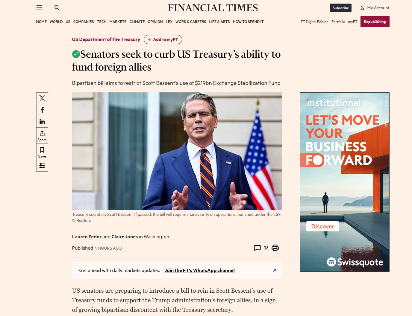 La publicación original en el períódico especializado (FT)