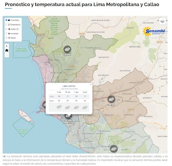 Pronóstico de temperatura de Senamhi