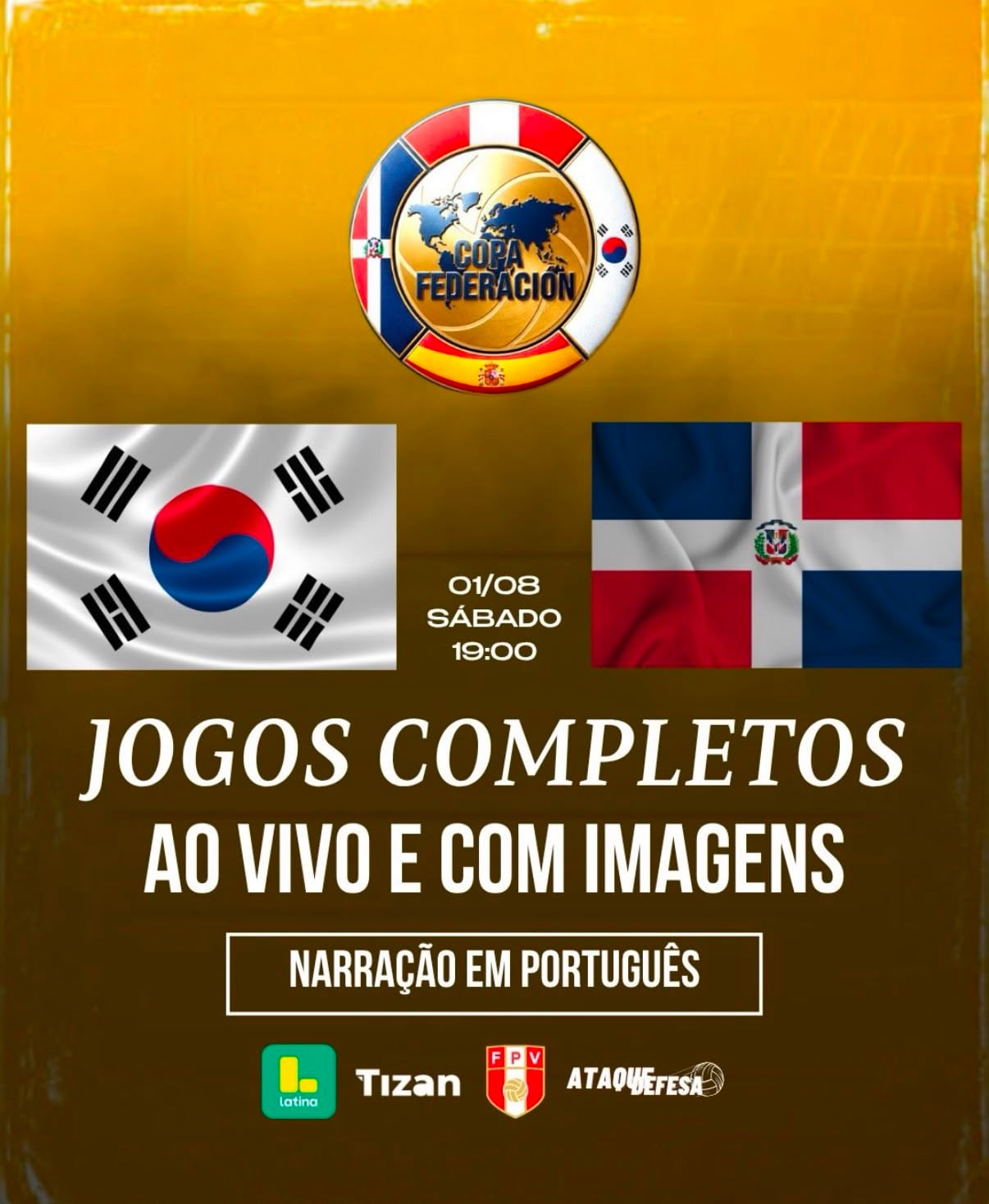 El canal Ataque Defesa, de Brasil, también transmite los partidos de la Copa Federación Sub 17 de vóley vía Youtube.