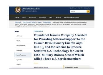 Comunicado del Departamento de Justicia