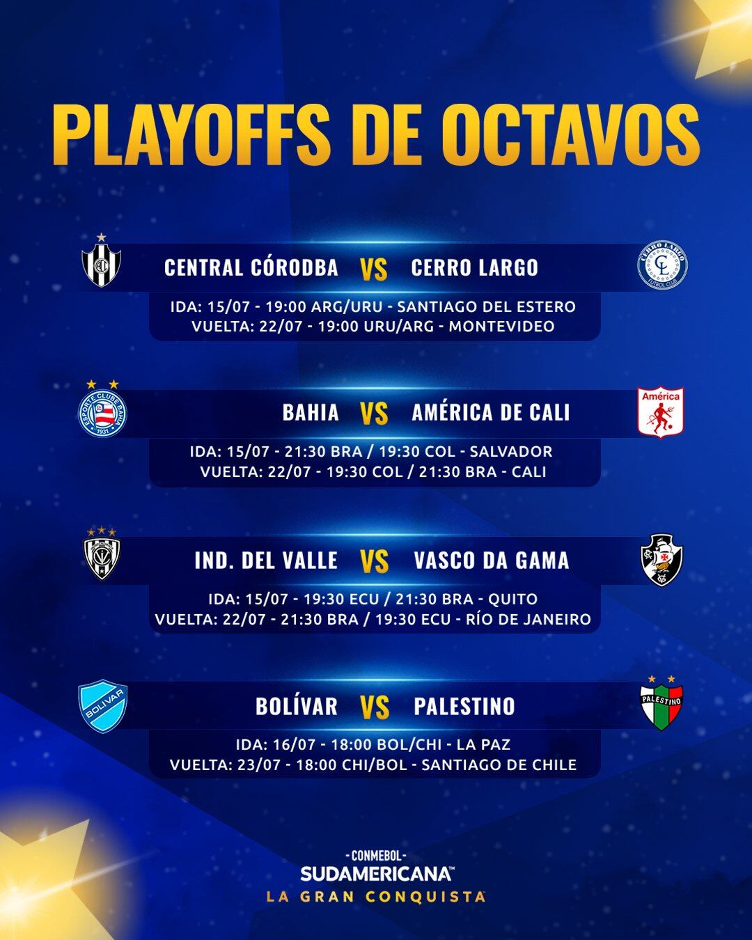 América de Cali iniciará los playoffs de la Copa Sudamericana en Salvador de Bahía, frente al Bahía - crédito Conmebol