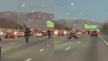 Un motociclista se estrelló tras hacer una wheelie en la interestatal 84 de Idaho
