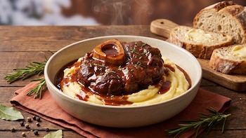 Receta de osobuco al vino tinto con puré de papas, rápida y fácil
