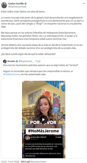 Carlos Carrillo responde a Jerônimo Sanabria e alerta sobre os perigos da explosão política - crédito @CarlosCarrilloA/X