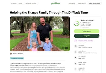 De los 50.000 dólares que se buscan recolectar para solventar los gastos funerarios y de apoyo a Crystal (esposa) y los dos hijos de Michael, ya lograron 36.000 por medio de una plataforma de financiación colectiva - crédito captura de pantalla GoFundMe / sitio web