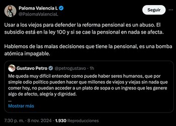 Paloma Valencia recriminó a Petro