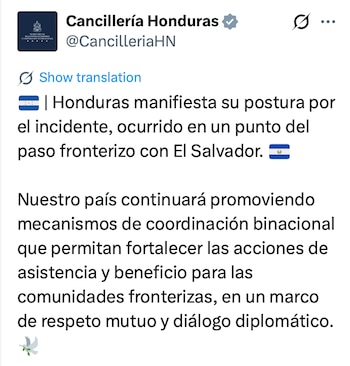 La Cancillería destacó la importancia de fortalecer los mecanismos de coordinación binacional entre ambos países. (FOTO: X / Cancillería Honduras)