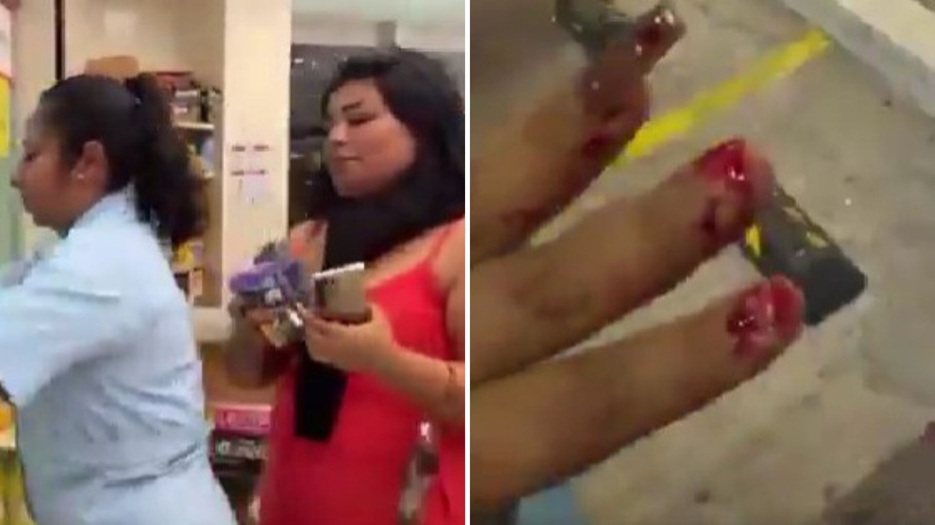 La grabación exhibe el violento jaloneo que terminó con heridas y acusaciones de ambas partes. (Captura de pantalla)