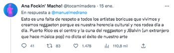 Respuesta de una internauta a