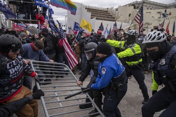 Demonstrators and U.S. Capitol police