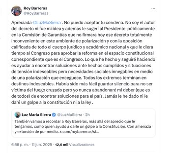 El exembajador Roy Barreras aseguró que no fue el impulsor de la consulta popular - crédito @RoyBarreras/X
