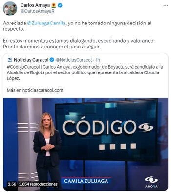 Carlos Amaya aún no confirma