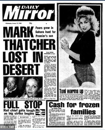 "Mark Thatcher perdido en el