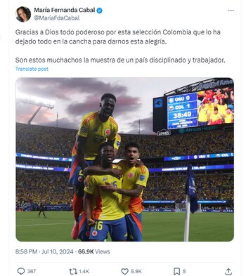 María Fernanda Cabal celebró la