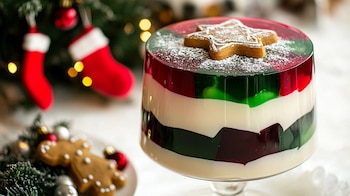 La gelatina navideña combina colores