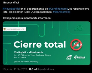 Cierre total de la vía