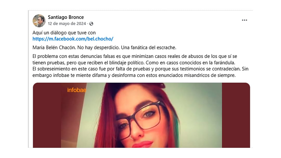 En el Facebook de Santiago Bronce escribe mentiras sobre el fallo judicial que corroboró el abuso sexual a la joven