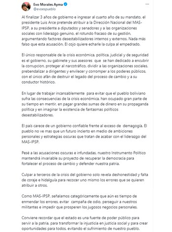 Evo Morales tuit
