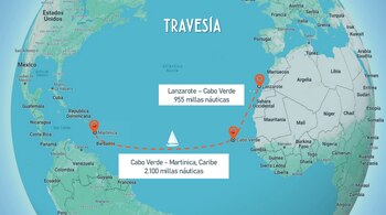 Mapa con la travesía que realizarán los protagonistas de 'Atlántico: navegantes del alma'.