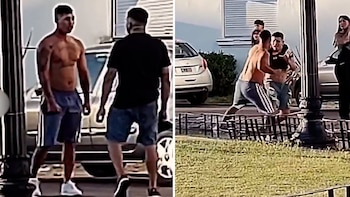 Caminaba con su novia y