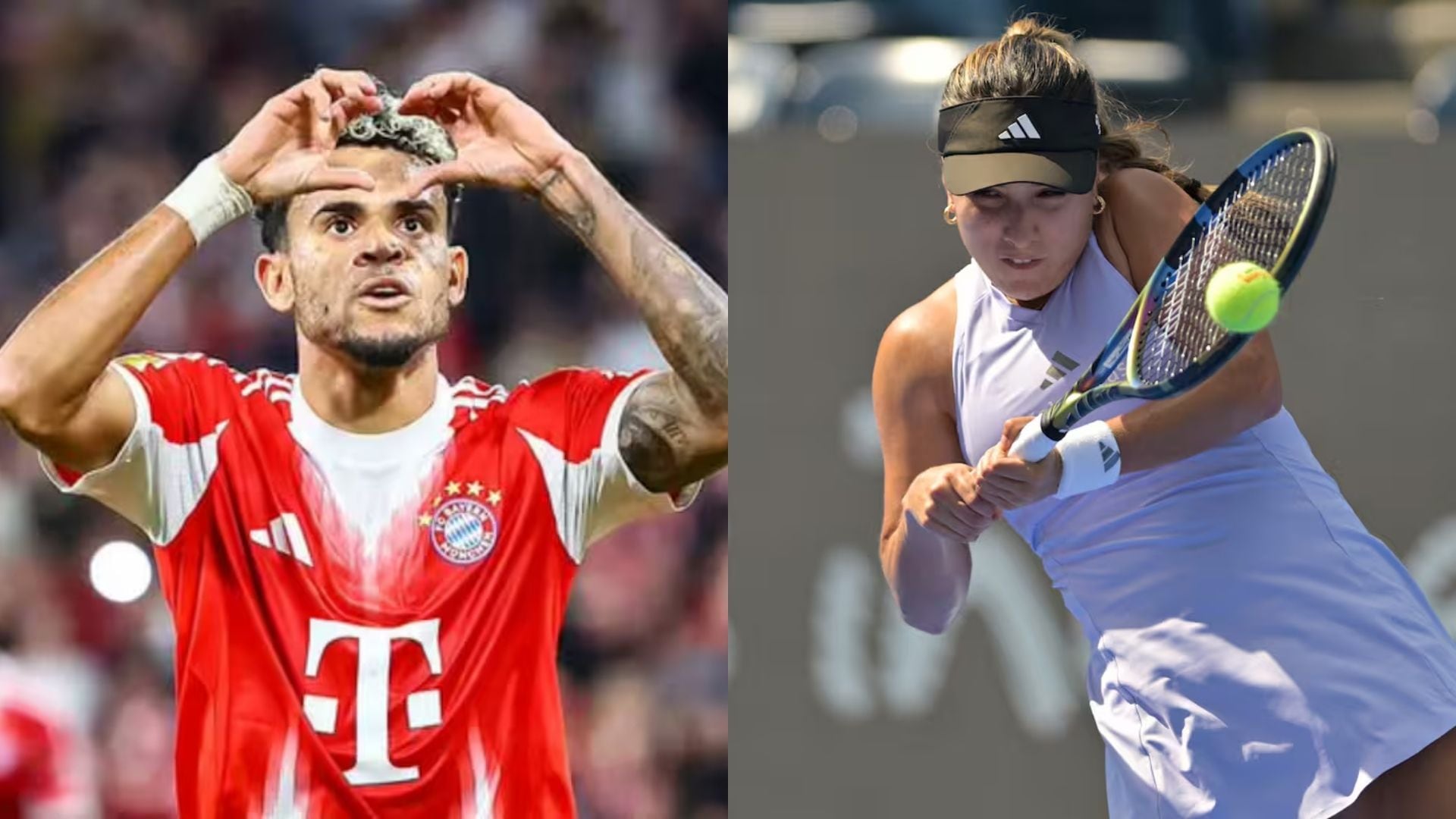 El de la izquierda es Luis Díaz con su camiseta del Bayern Múnich, esa que le regaló a María Camila Osorio que aparece a la derecha de la imagen - crédito AFP