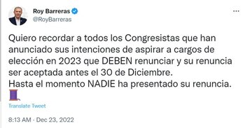 Roy Barreras advierte a congresistas