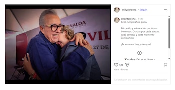 Eneyda Rocha, hija de Rubén Rocha Moya, lo felicita. (Instagram)