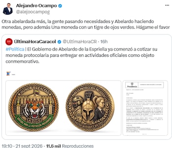 Trino de Alejandro Ocampo sobre monedas de Abelardo de la Espriella - crédito @alejoocampog/X