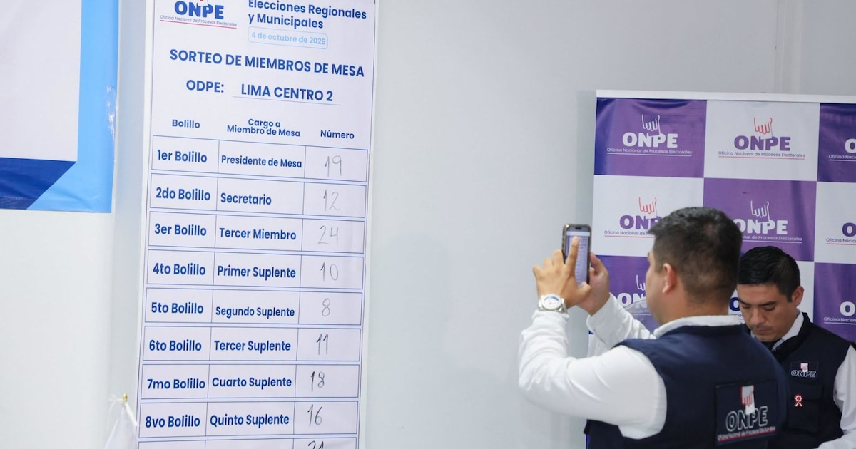 ONPE designó a 817 mil miembros de mesa para las Elecciones Regionales y Municipales 2026