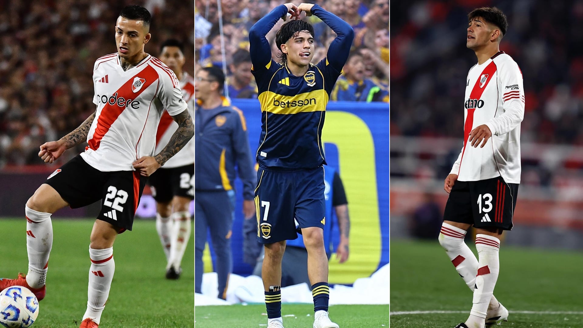 Kevin Castaño, Exequiel Zeballos y Lautaro Rivero, los jugadores de River y de Boca que figuran en el top ten de los más valiosos del país