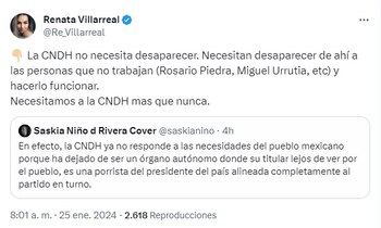 La activista Renata Villarreal reaccionó