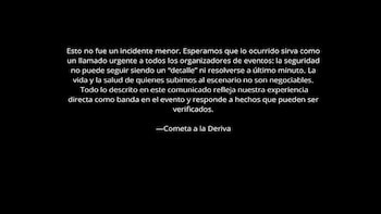 La vocalista advirtió un fallo